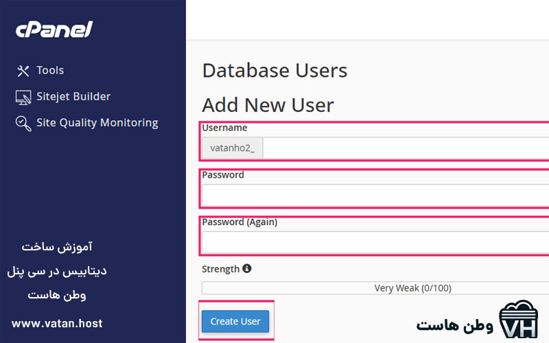 ساخت دیتابیس در cpanel